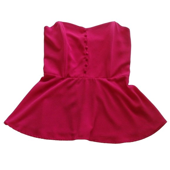 Monteau Tops - Monteau Top Womens Large Sleeveless Boning Decorative Buttons Peplum